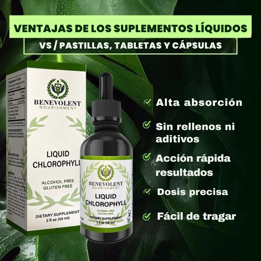 Clorofila Líquida en gotas (marca Benevolent®) Producto Original