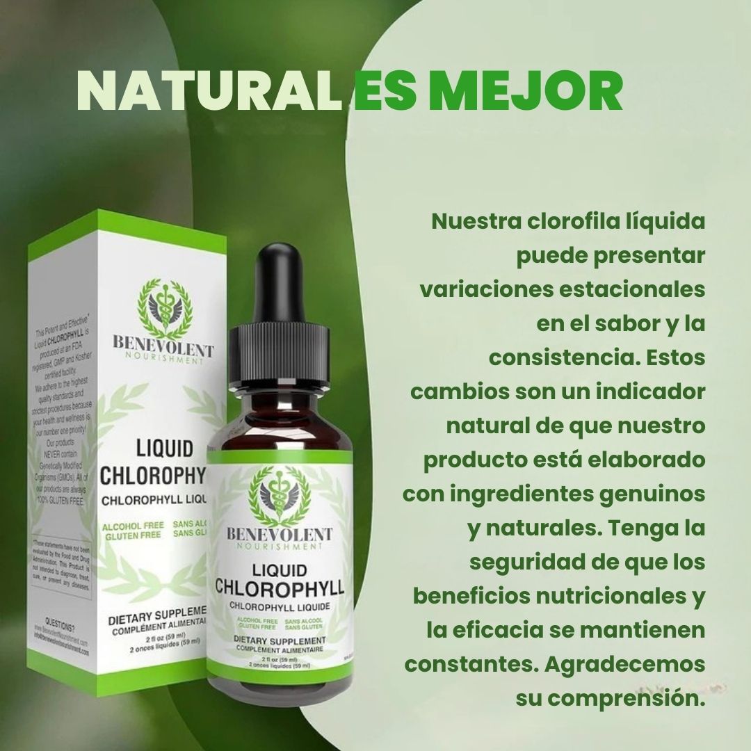 Clorofila Líquida en gotas (marca Benevolent®) Producto Original