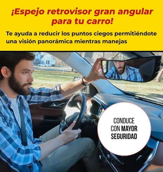 AngelView® Espejo retrovisor para Auto Gran Angular - ¡Visión panorámica, seguridad en cada viaje!