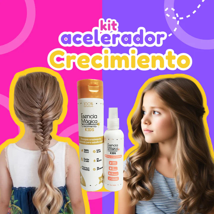 SUPER KIT: Acelerador crecimiento cabello 👧🏻 Esencia Mágica👑 (Shampoo + Spray)