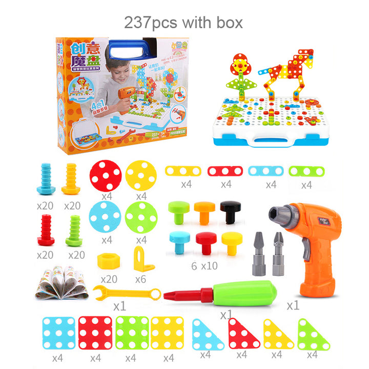 Mosaico Creativo™  Juego de taladro Montessori para niños (Kit de 237 Pcs)
